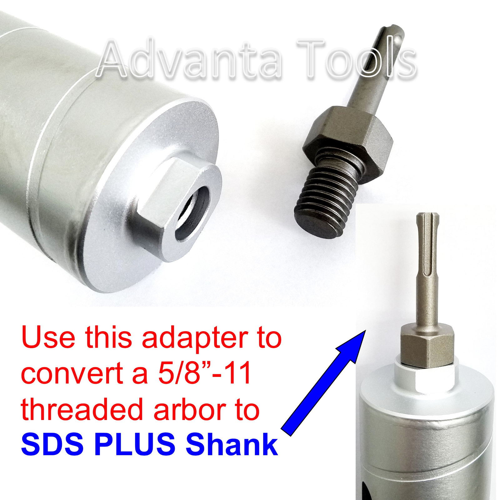 Combo: 6” Dry Diamond Core Drill Bit for Hard Concrete with SDS Plus Adapter