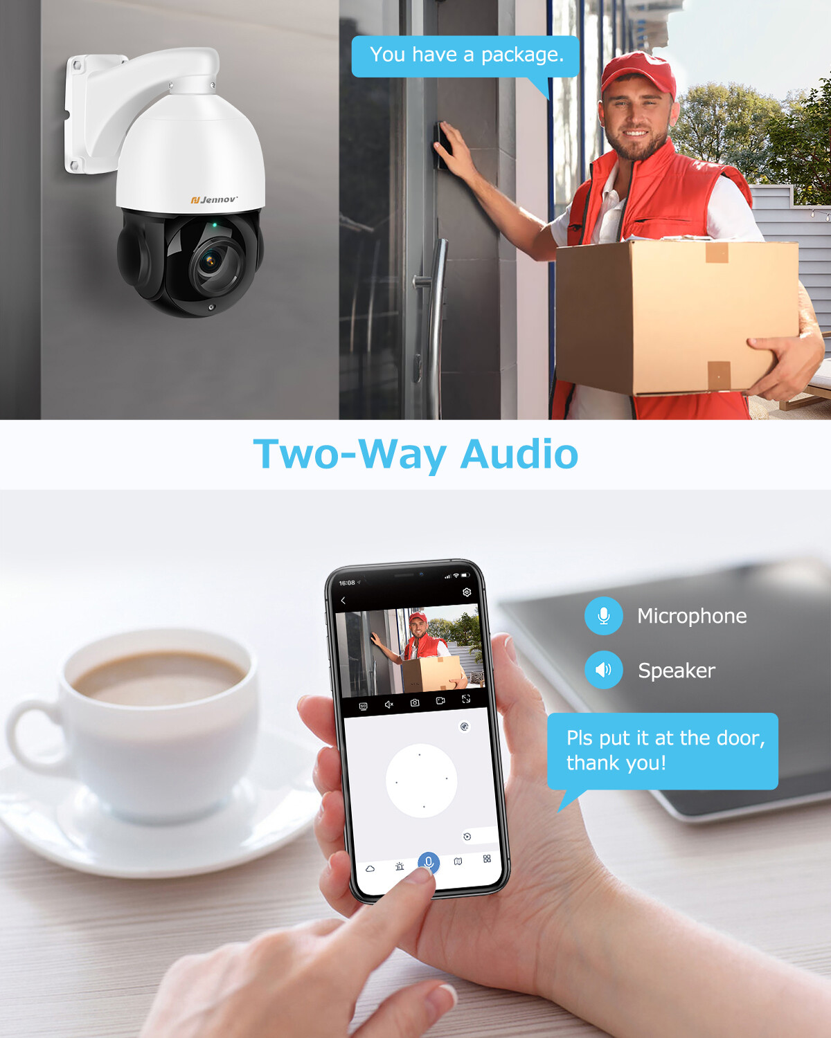 JENNOV Outdoor 4K 8MP Auto-Tracking PoE Security Camera 360° Coverage