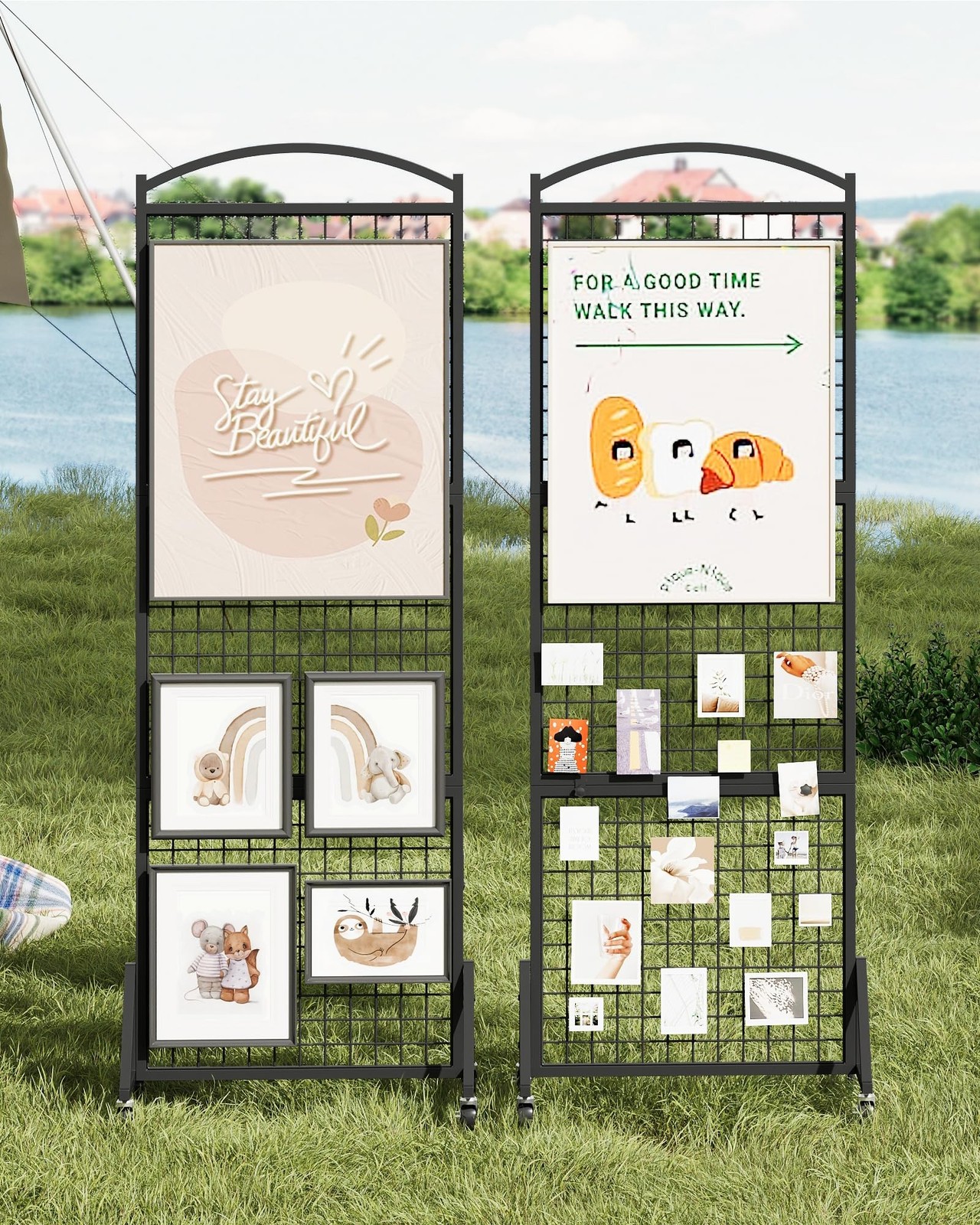 Foldable Grid Wall Panel 1.9' x 5.6' FT, Movable Gridwall Display Rack, Wire ...