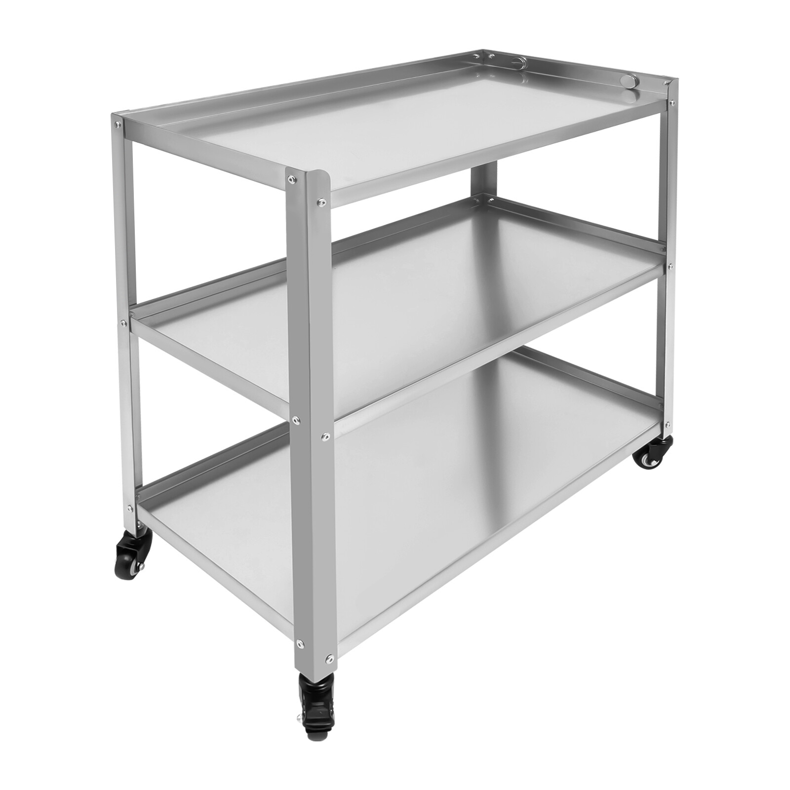 Stainless Steel Kitchen Trolley Cart, Utility Serving Storage Rolling Car Shelf
