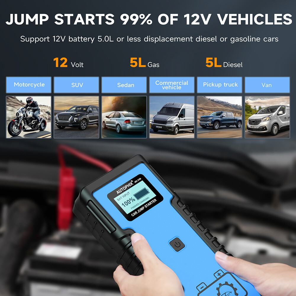 Autophix JSC2100 Car Jump Starter Portable Super Capacitor 12V Battery Pack Kit
