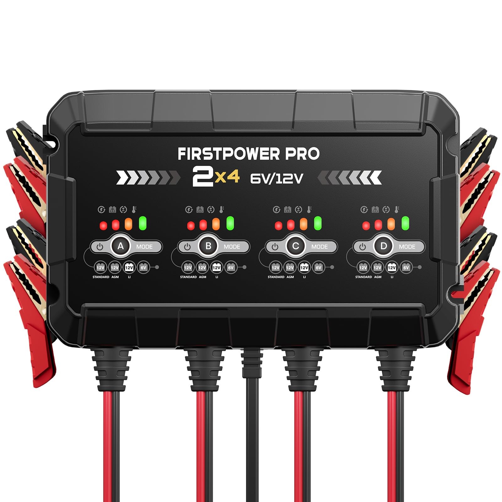 8A 4-Bank Car Battery Charger (2A/Bank) - 6V & 12V Automatic Trickle...