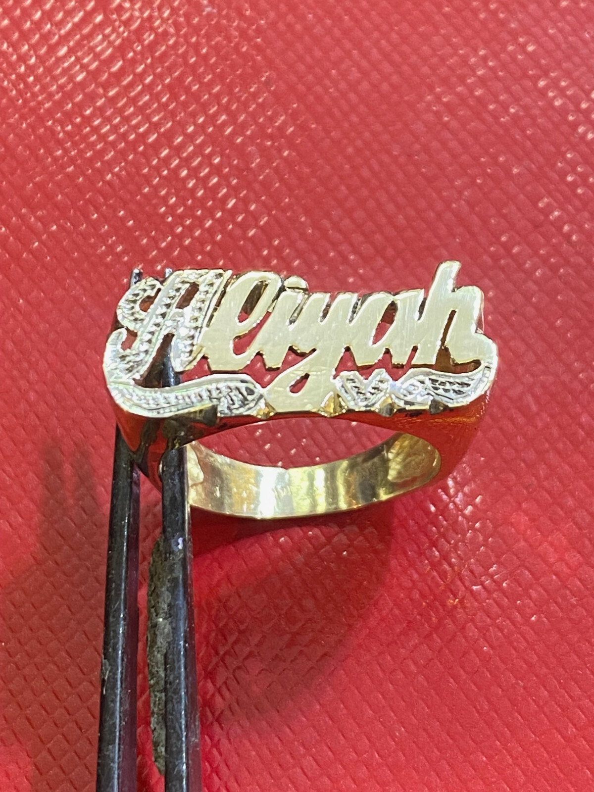 14K Gold plated Personalized Name Ring  size 6-11 avalable /heart