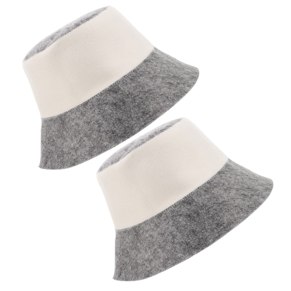 2pcs Felt Sauna Bath Cap Heat Insulation Absorbent Hat For Steam Room Use