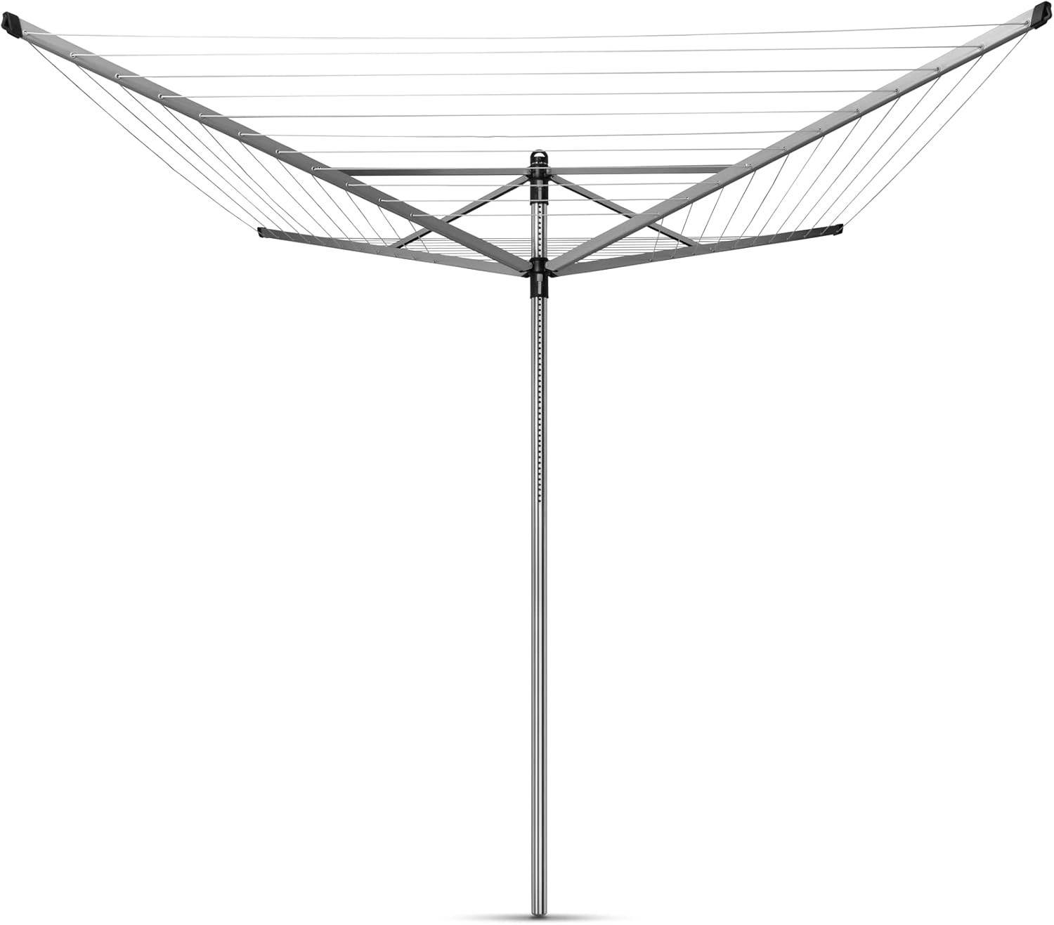 Superior 197ft Height-Adjustable Outdoor Clothesline with Cover & Ground Spike