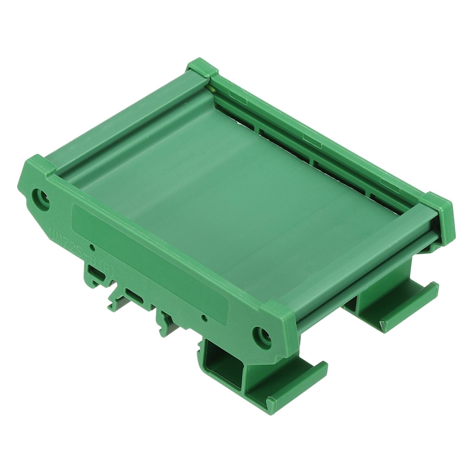 DIN Rail Mount Carrier for 60mm x 72mm PCB, Housing, Bracket, Green