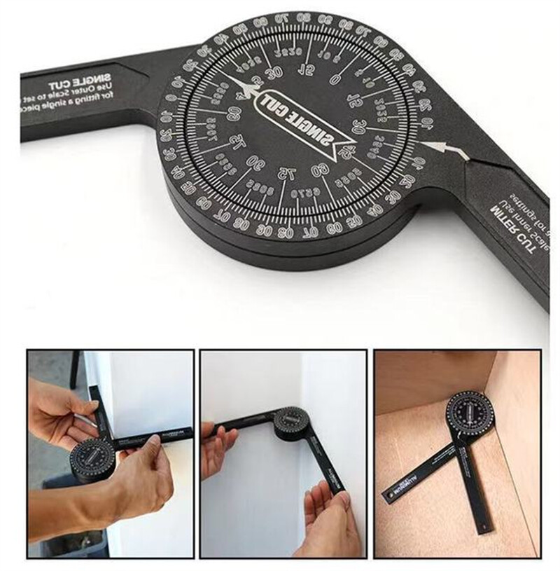 Miter Saw Protractor Aluminum Alloy Angle Finder Level Meter Gauge Goniometer