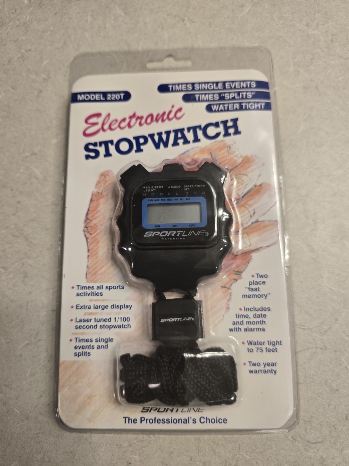 Sportline 220 All-Purpose Sport Timer Stopwatch New Water Tight