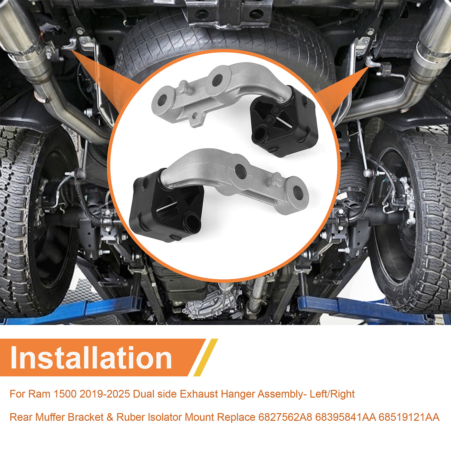 Exhaust Rubber Isolator Hanger for Ram 1500 2019-25 Pair Driver & Passenger Side