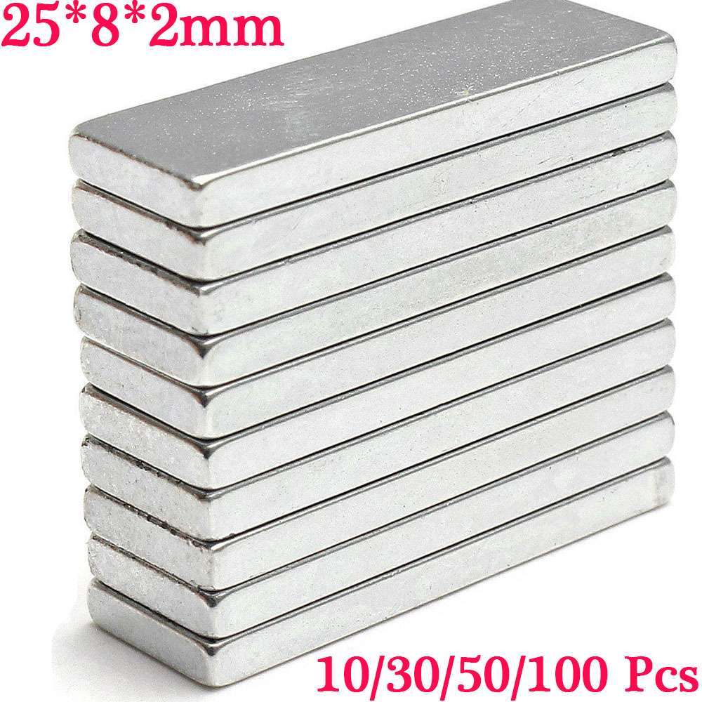 10/50/100pcs Super Strong Block Fridge Magnets Rare Earth Neodymium 25x8x2mm N45