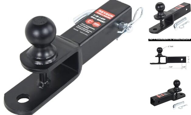 864209 3 in 1 ATV/UTV Trailer Hitch Towing Ball Mount with 2 inch 2" Receiver