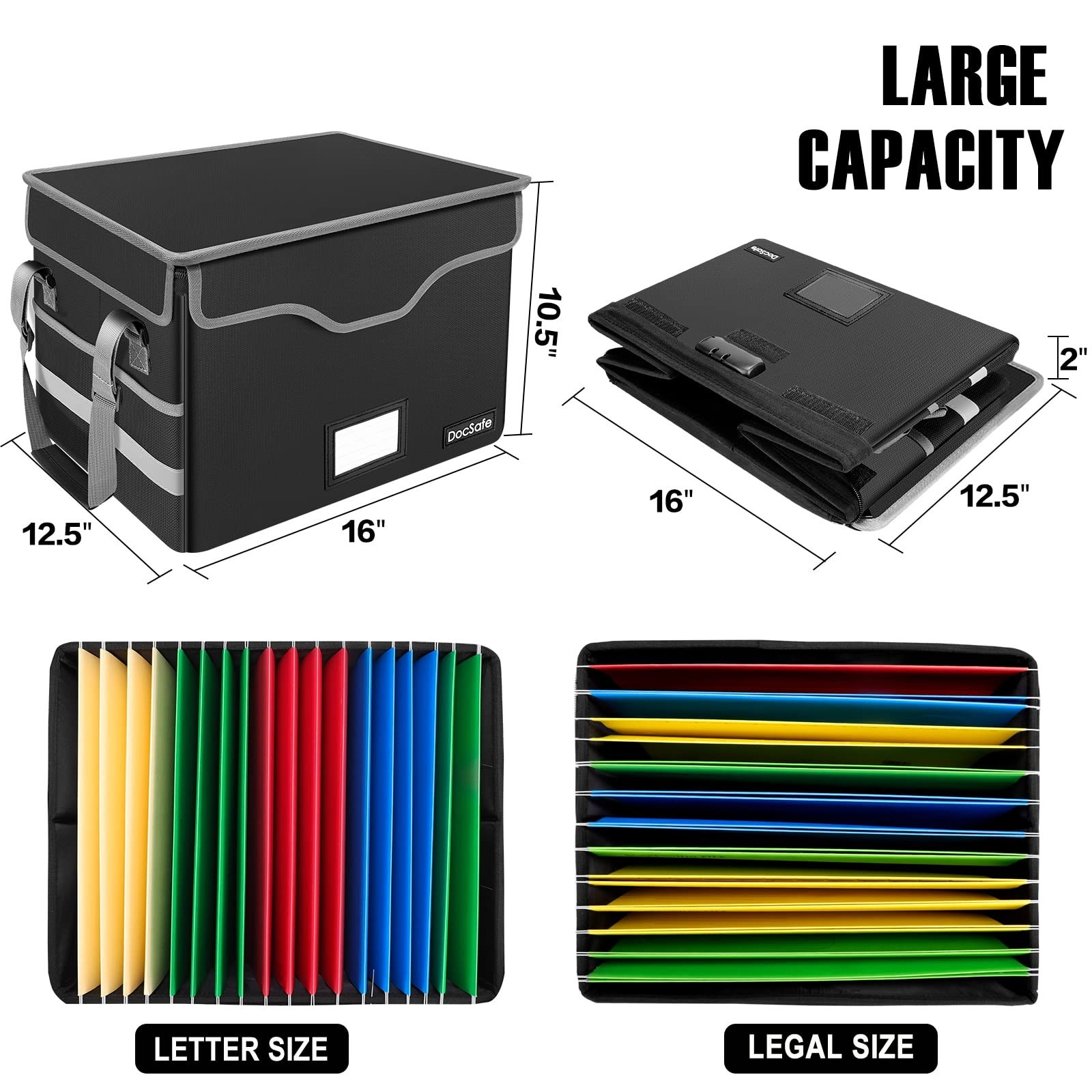 DocSafe Fireproof Document Box with Lock and Wheels