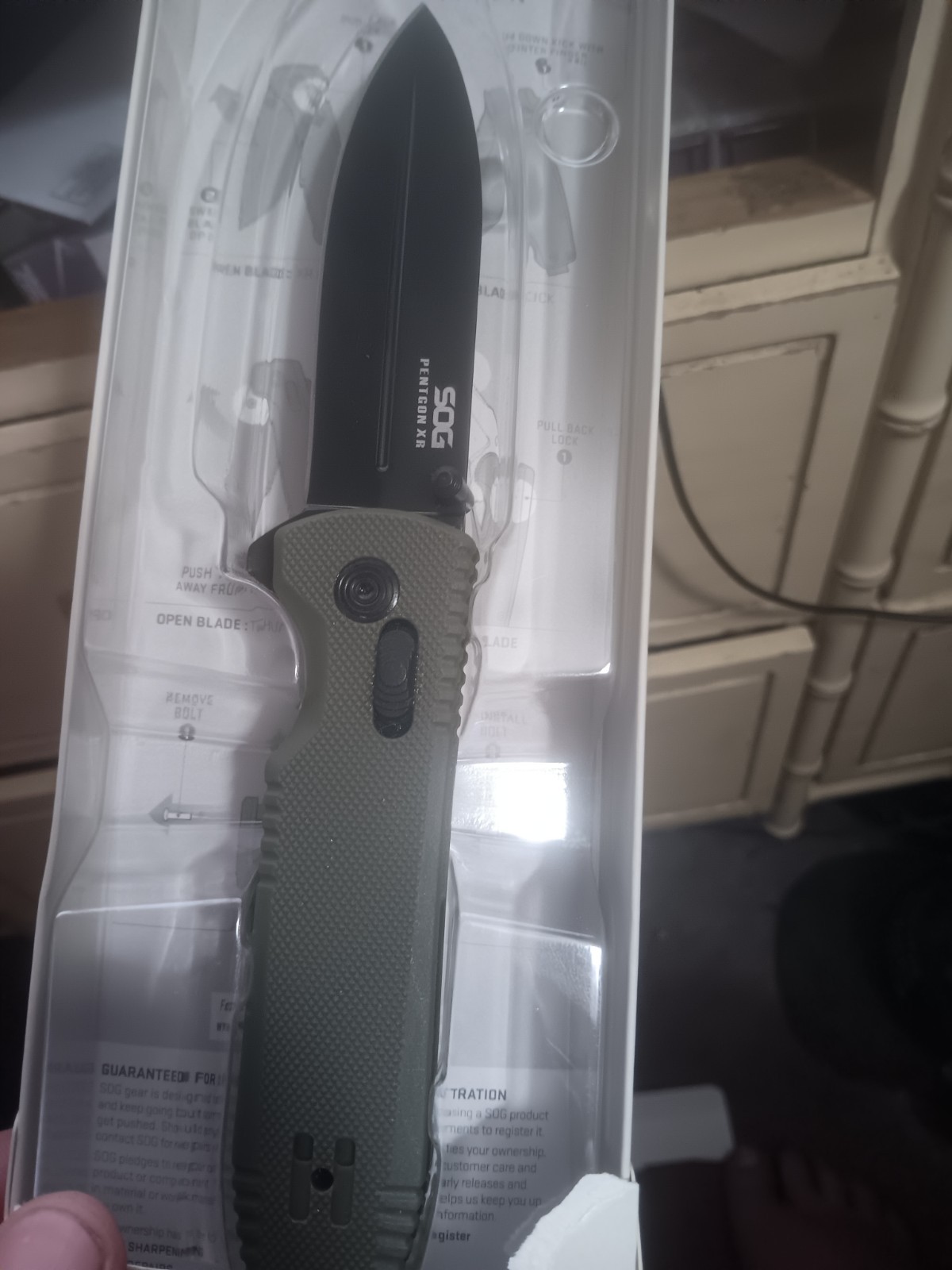NEW SOG Pentagon XR MK3 OD Green Folding Knife CRYO CTS XHP Blade G10 Handle