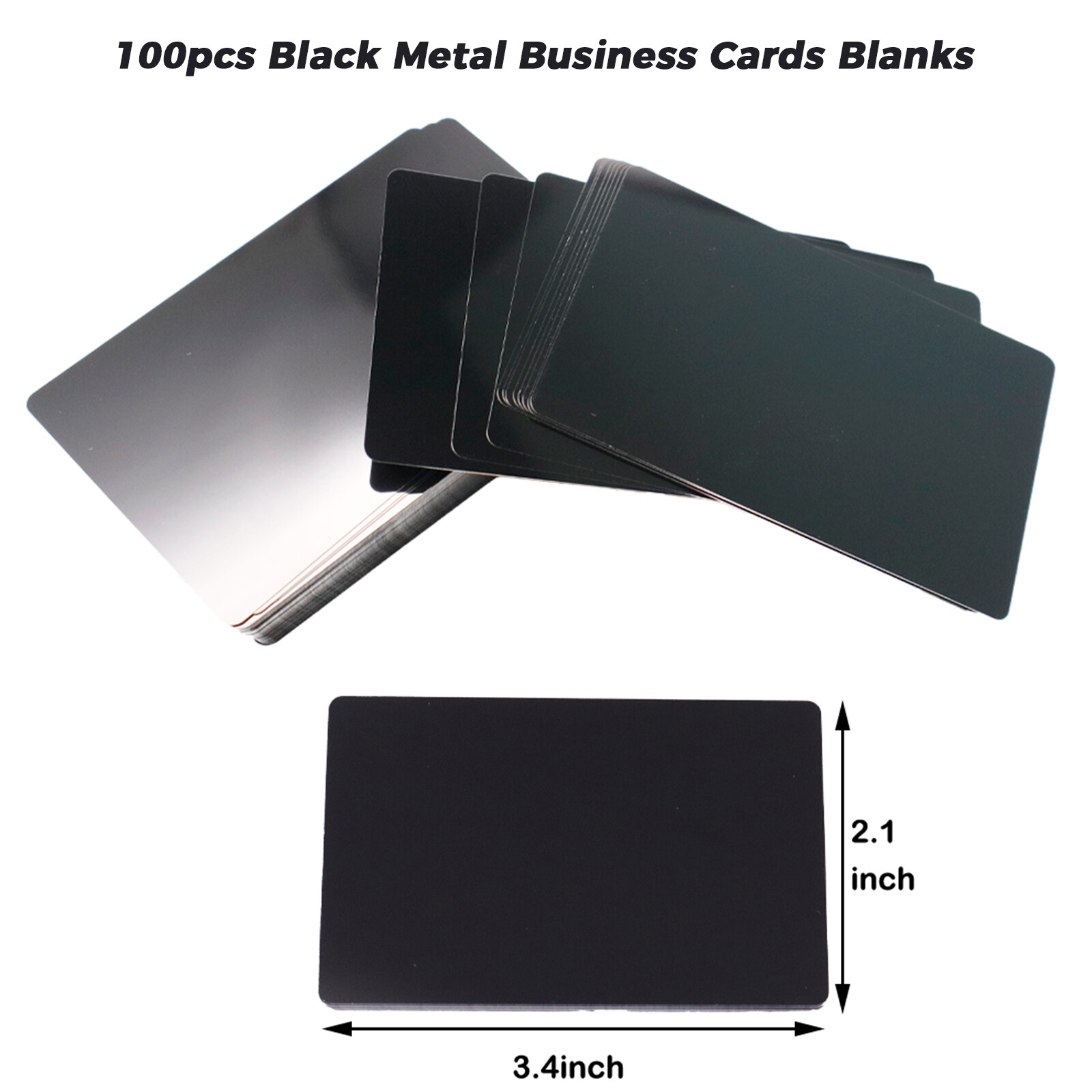 100pcs Black Blank Metal Business Cards Aluminum Sheet Blank Laser Engraving DIY