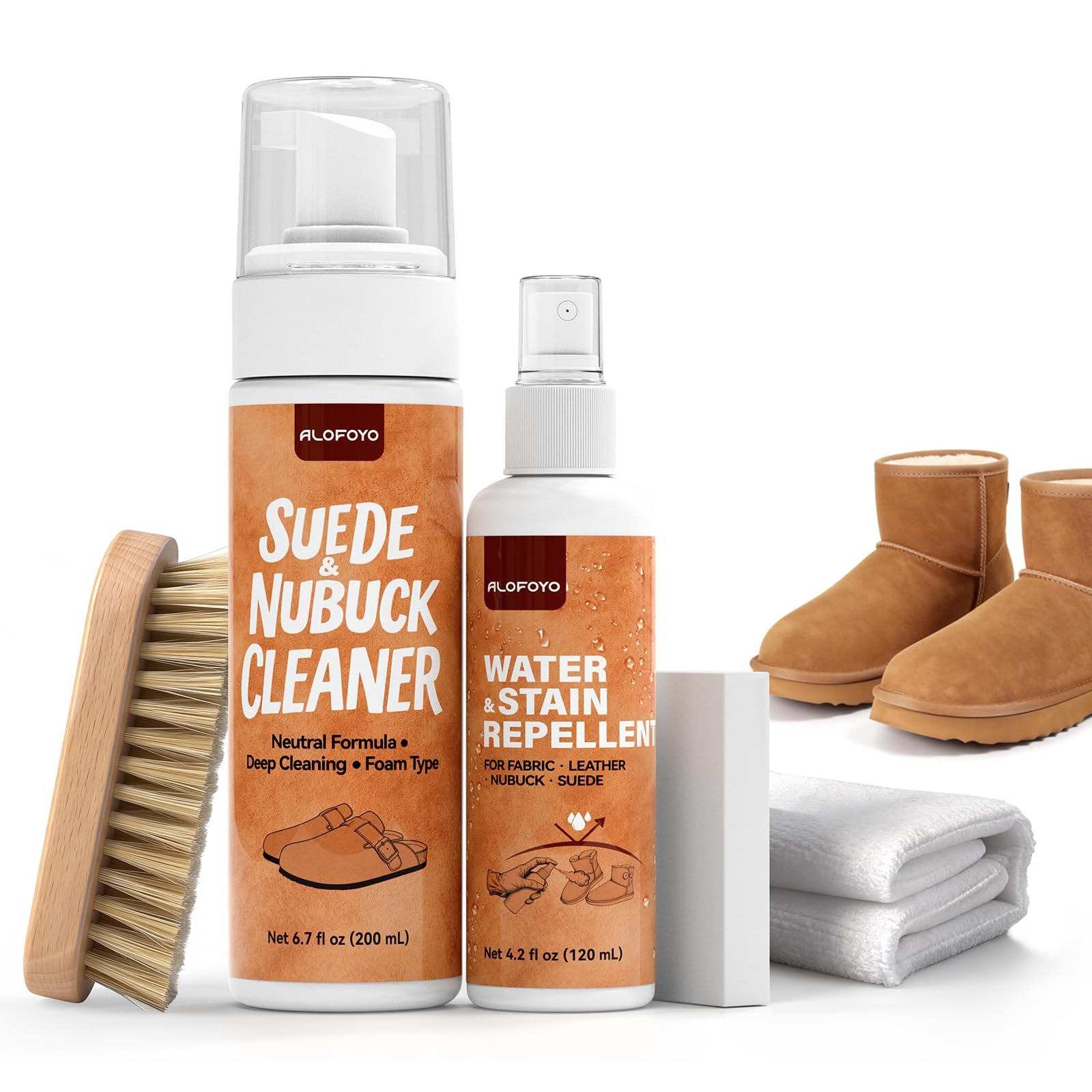 5-in-1 Suede & Nubuck Cleaner Kit - Spray, Brush, Eraser for Shoes & More