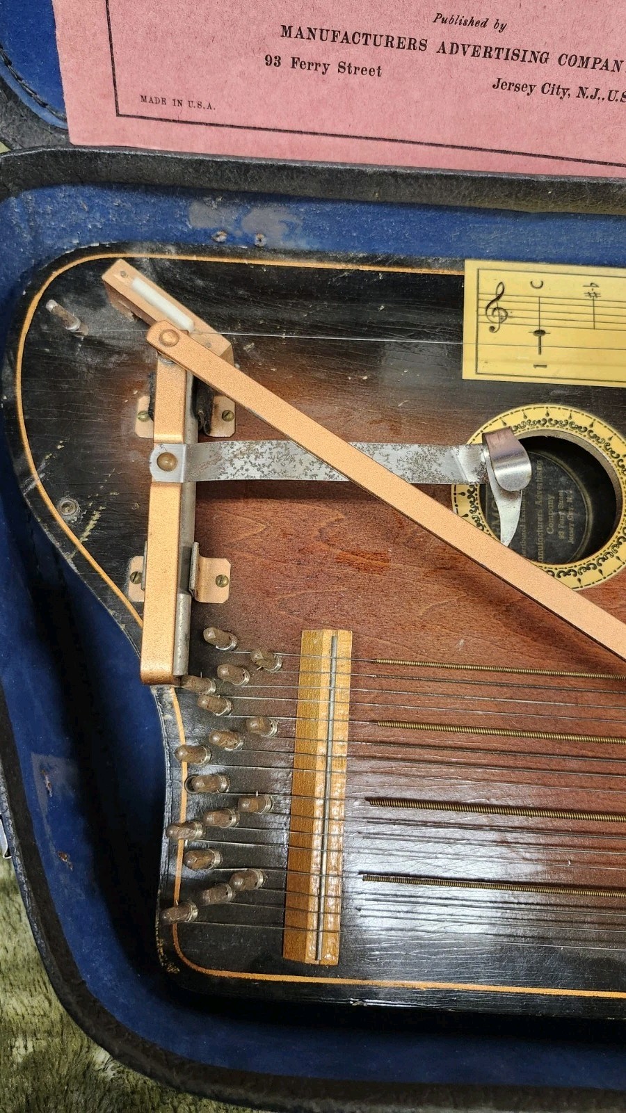 Vintage Rare 1930s Hawaiian Tremoloa Auto Harp With Case & Paperwork Made In USA