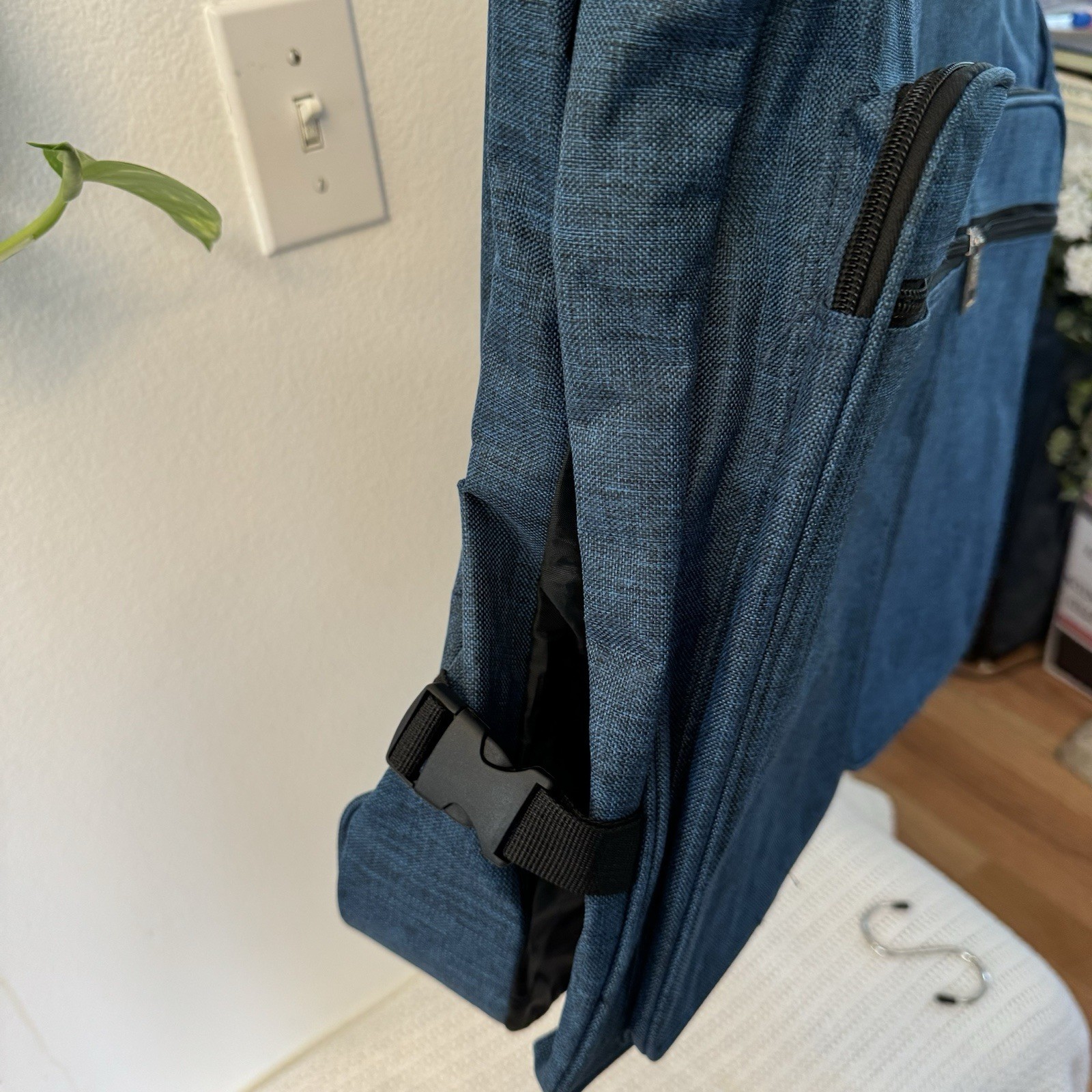 Prestige Foldable Garment Blue Bag with Multiple Zipper Pockets.
