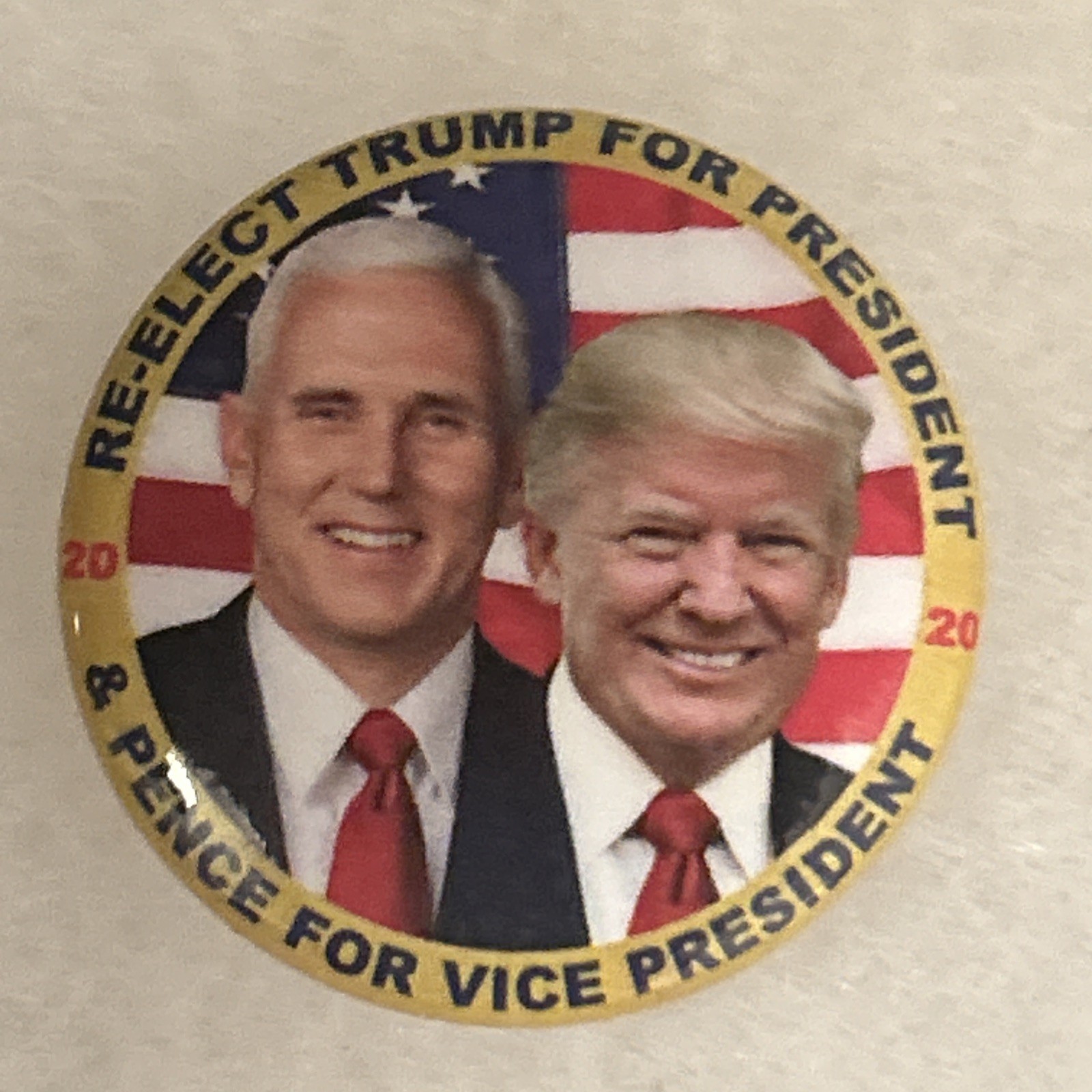 Re-elect Trump Pence jugate  2 1/4” pinback button pin