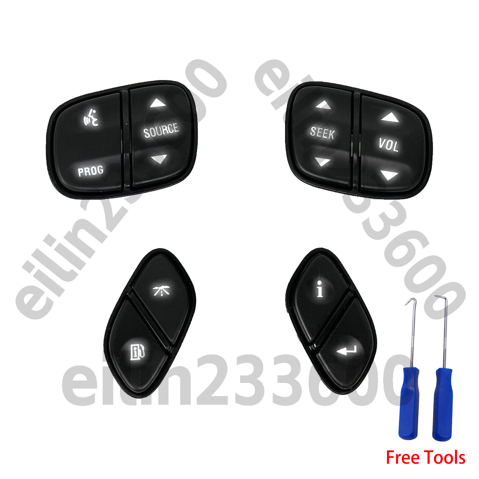 GMC Chevrolet Steering Wheel Buttons Controls Switches White LEDs New 2003-2006