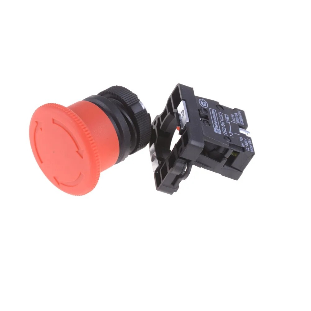 Industrial High-Voltage Emergency Stop Mushroom Switch Red N/C Machine AC 600V