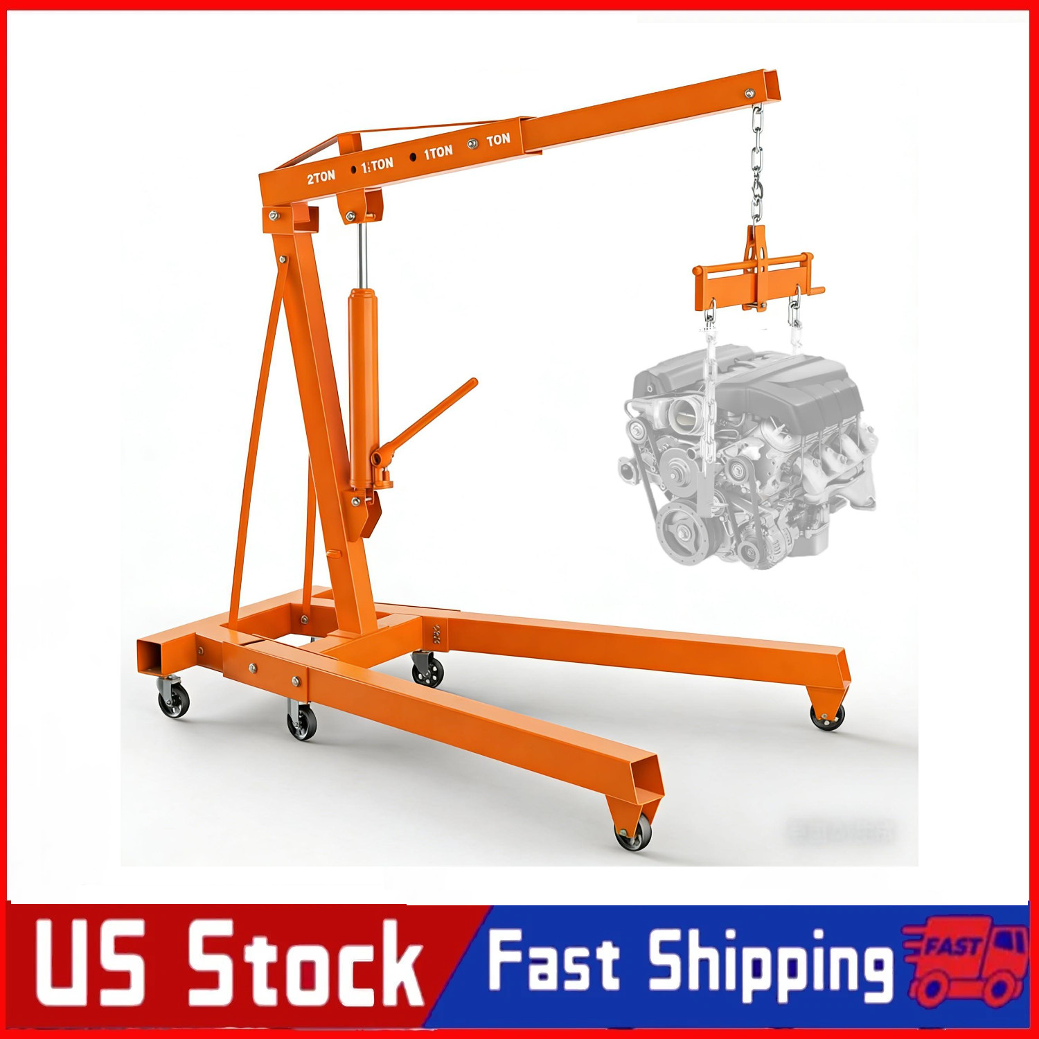 Engine Hoist with Lever Folding Cherry Picker Engine Hoist Folding Shop Crane US