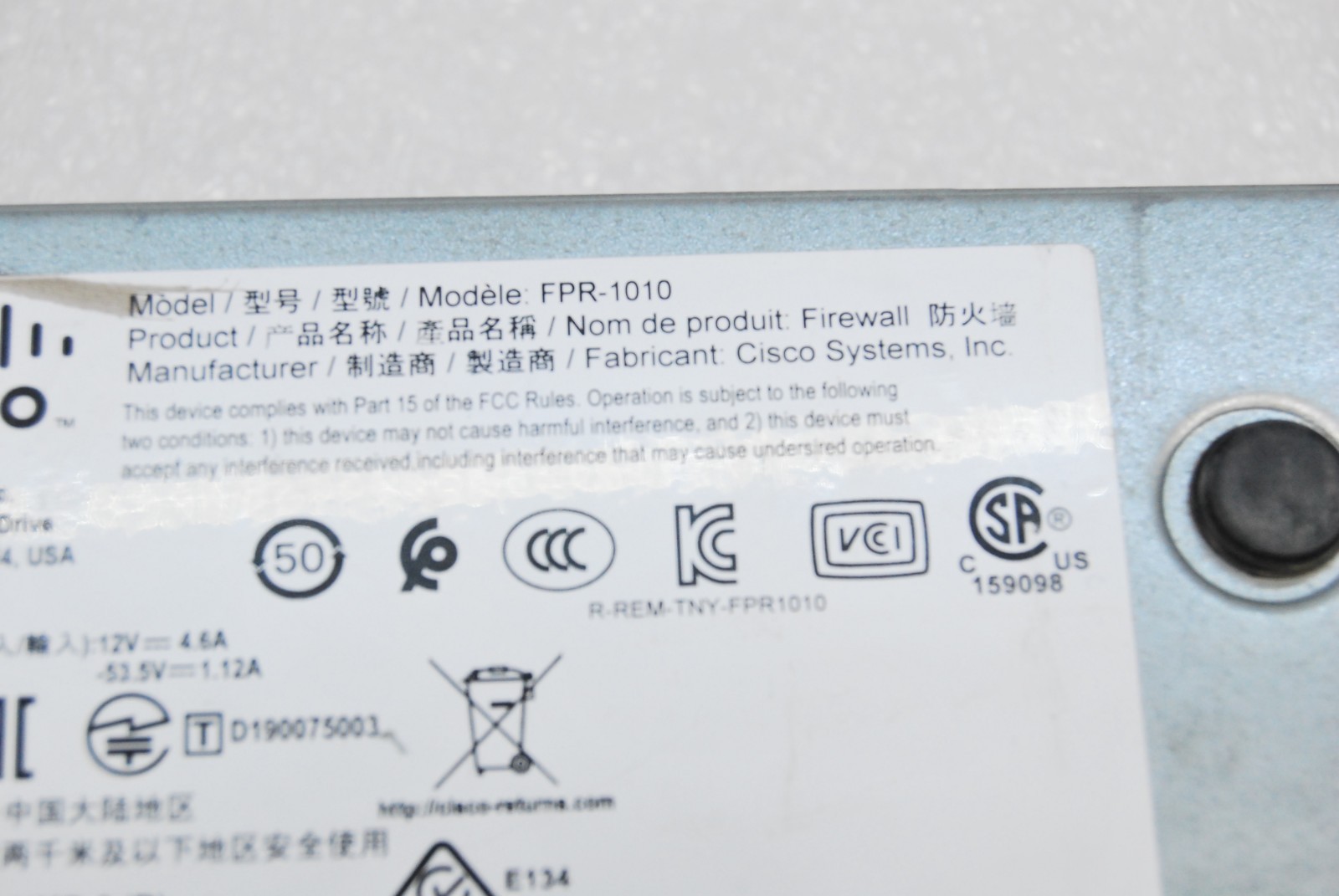 Cisco Firepower 1000 Series FPR-1010 Network Security Firewall T8-A3