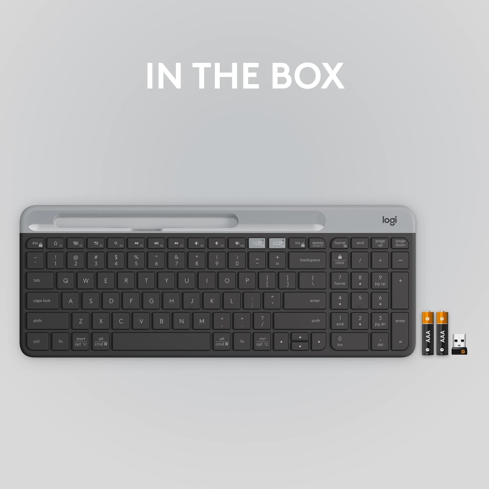 Logitech K585 Multi-Device Slim Wireless Keyboard, Built-in Cradle for Device...