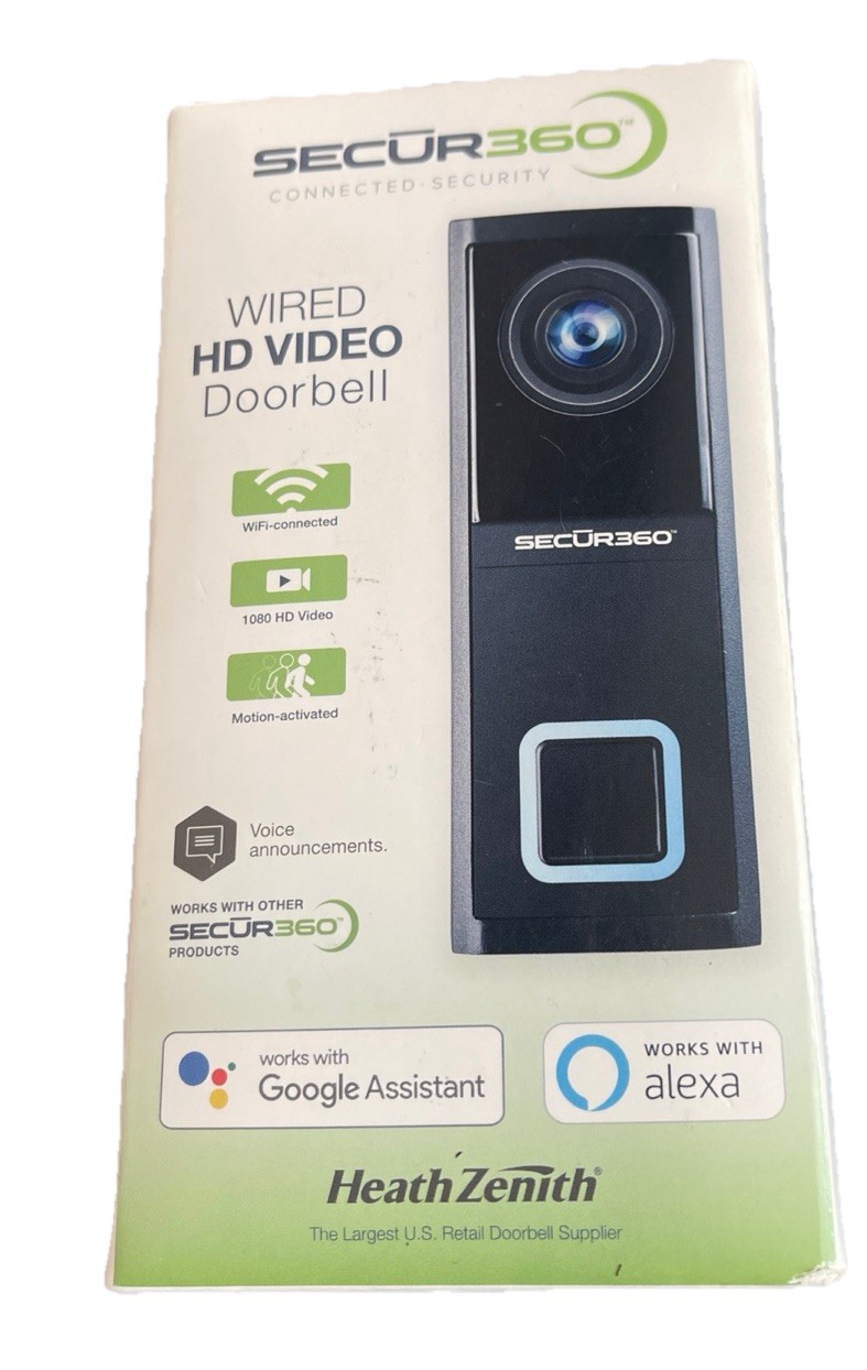 Secur360 Wired HD Video Doorbell SL-9600 Works w/Alexa & Google Assistant Camera