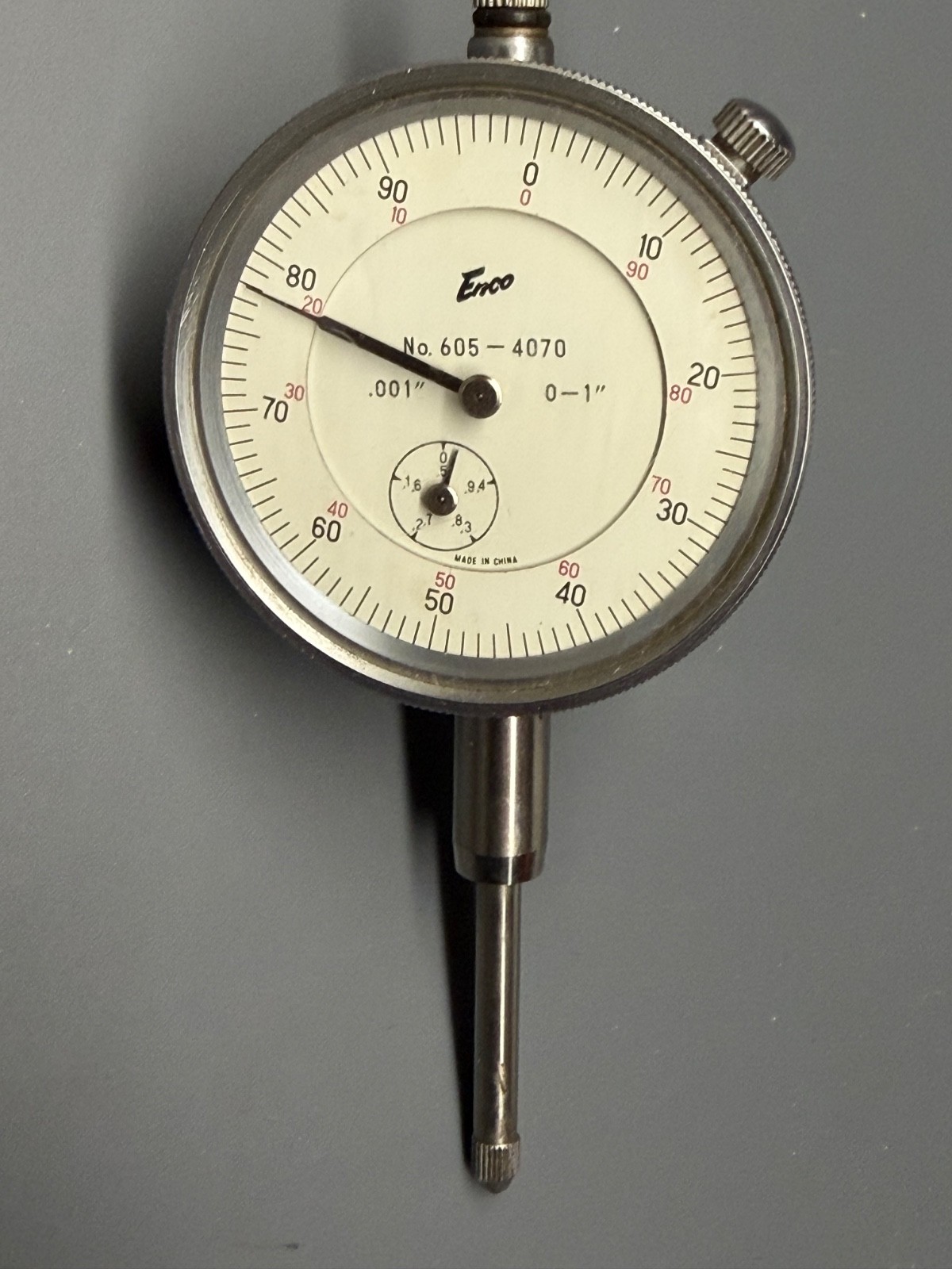 Dial Indicator - ENCO No. 605-4070 0"- 1" 0.001" resolution 0"- 1"- (J)