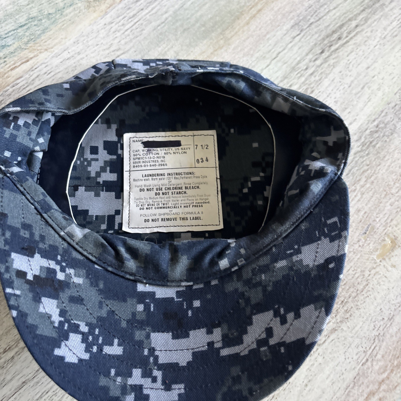UNITED STATES NAVY CAP WORKING UTILITY SIZE 7 1/2 CPO