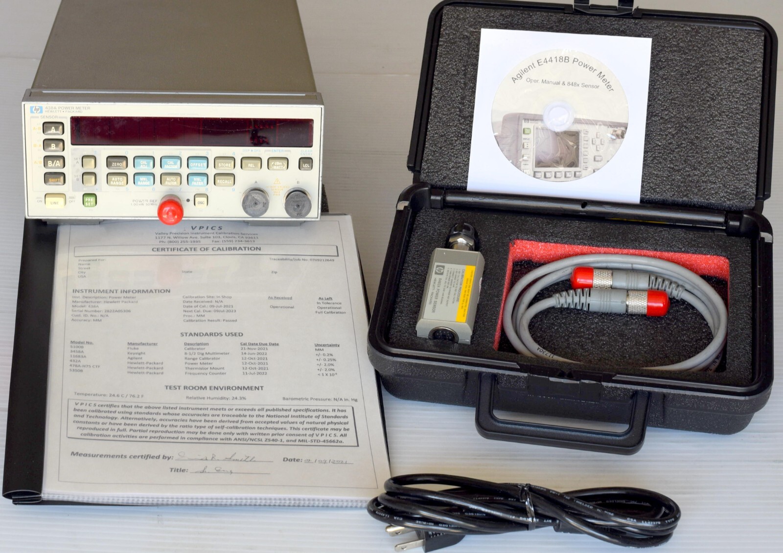 HP / Agilent 438A Power Meter/ HP 8482A Sensor/ Refurbished & Calibrated