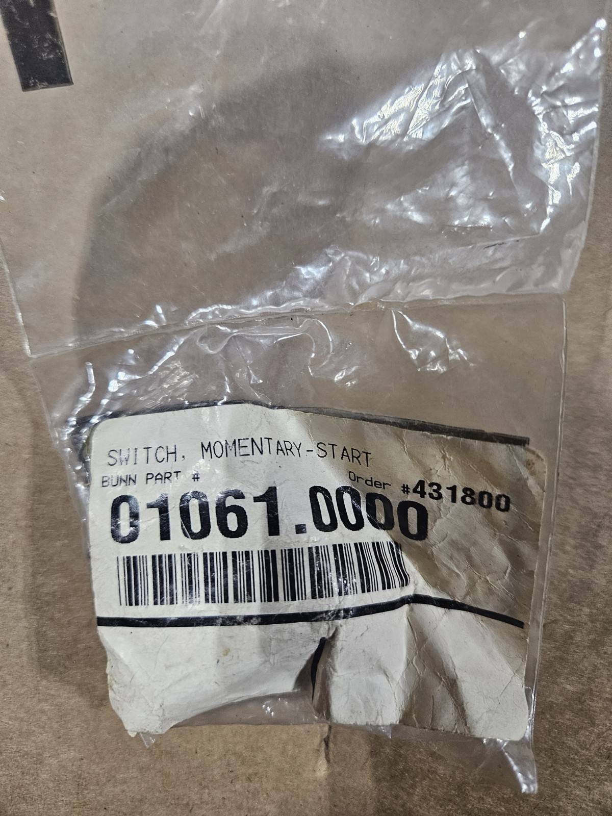 Bunn Momentary Switch 01061.0000