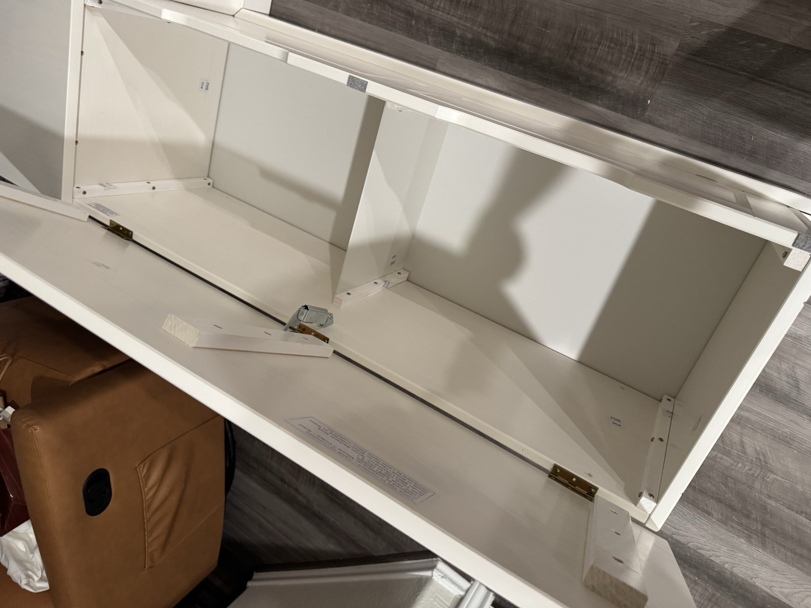 White Wood Corner Storage Bench with Lift-Top, Cabinet,45.2”W x 11.1”D x 15.2”H