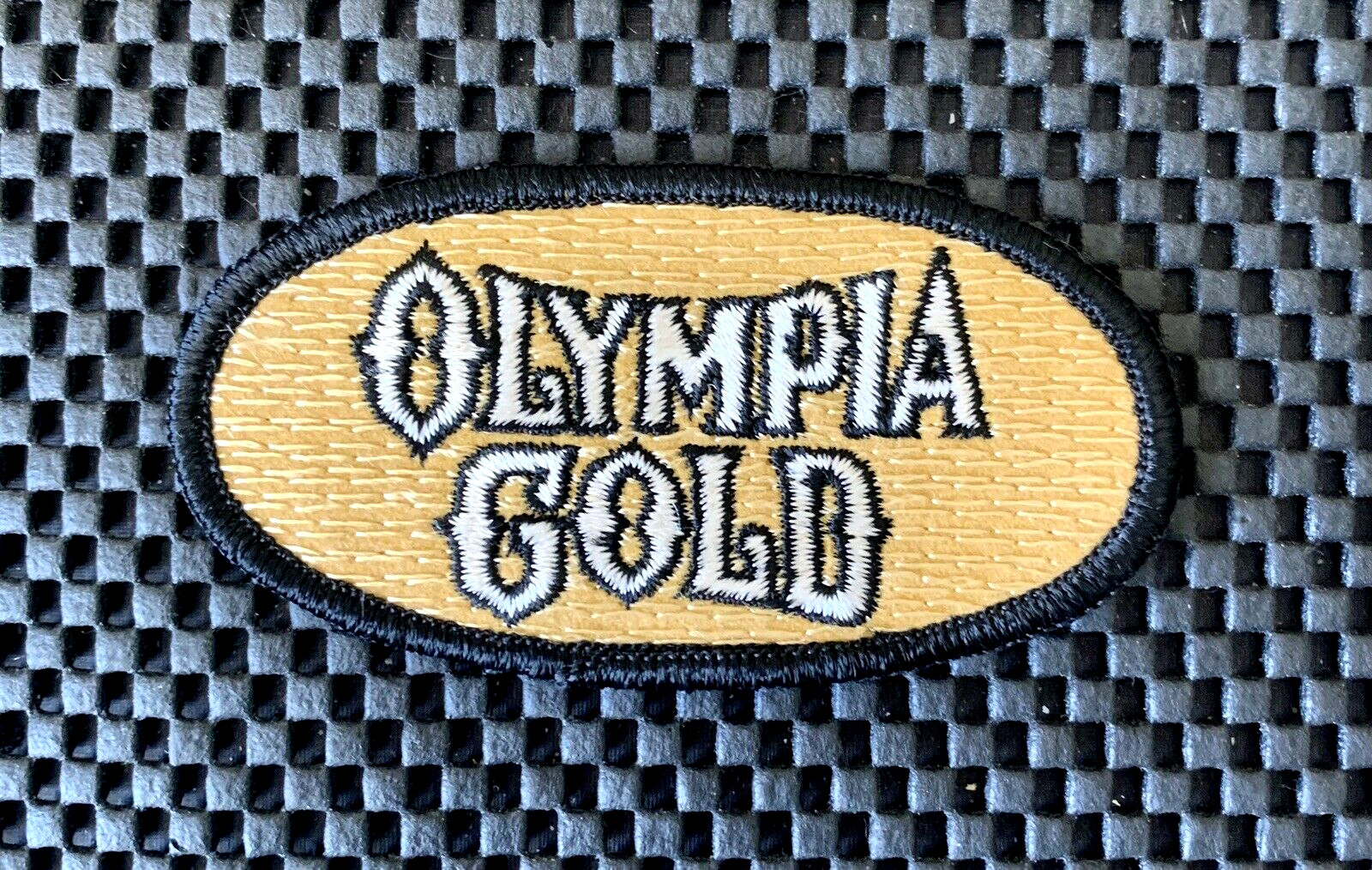 OLYMPIA GOLD EMBROIDERED SEW ON ONLY PATCH DISCONTINUED PABST BEER 4" x 2" NOS