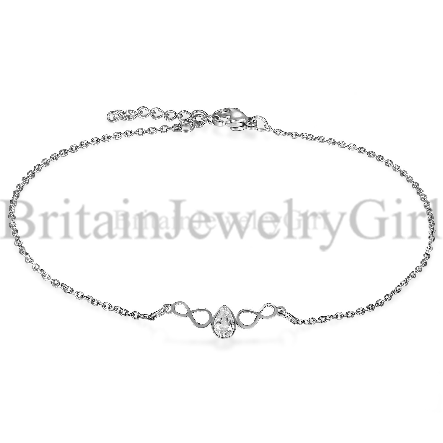 Infinity CZ Bracelet for Women Girls Endless Love Symbol Charm Anklet Adjustable