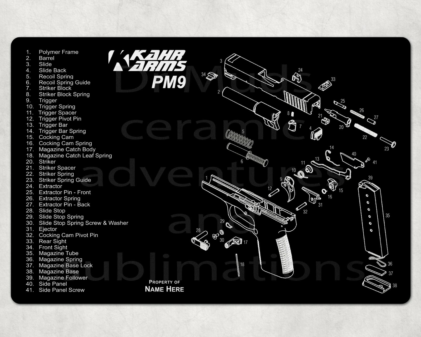 Gun Cleaning Mat Pad - Kahr Arms PM9