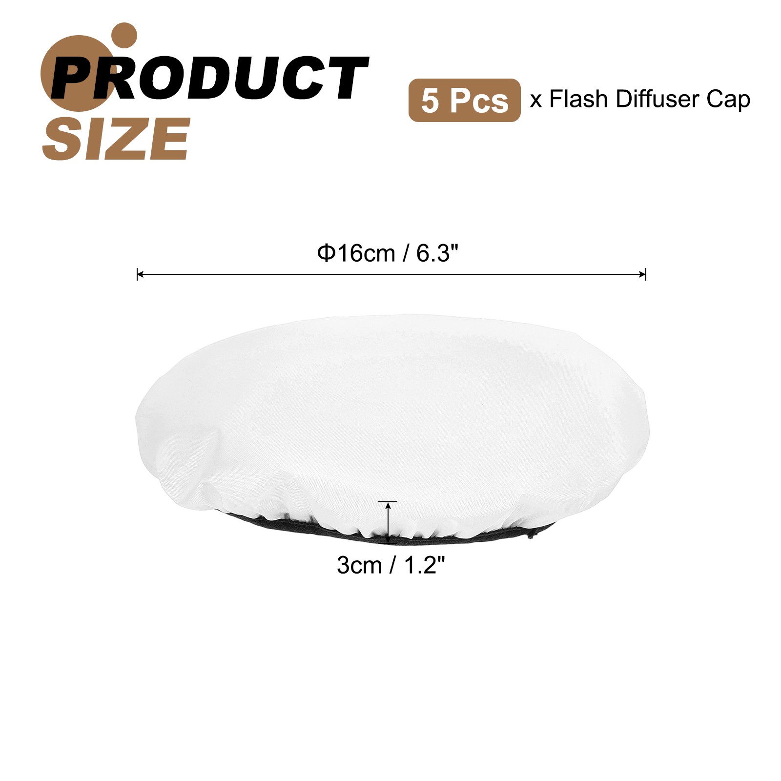 5pcs 6.3" x 6.3" Soft Mini Flash Bounce Diffuser Cap, for Flashlight, White