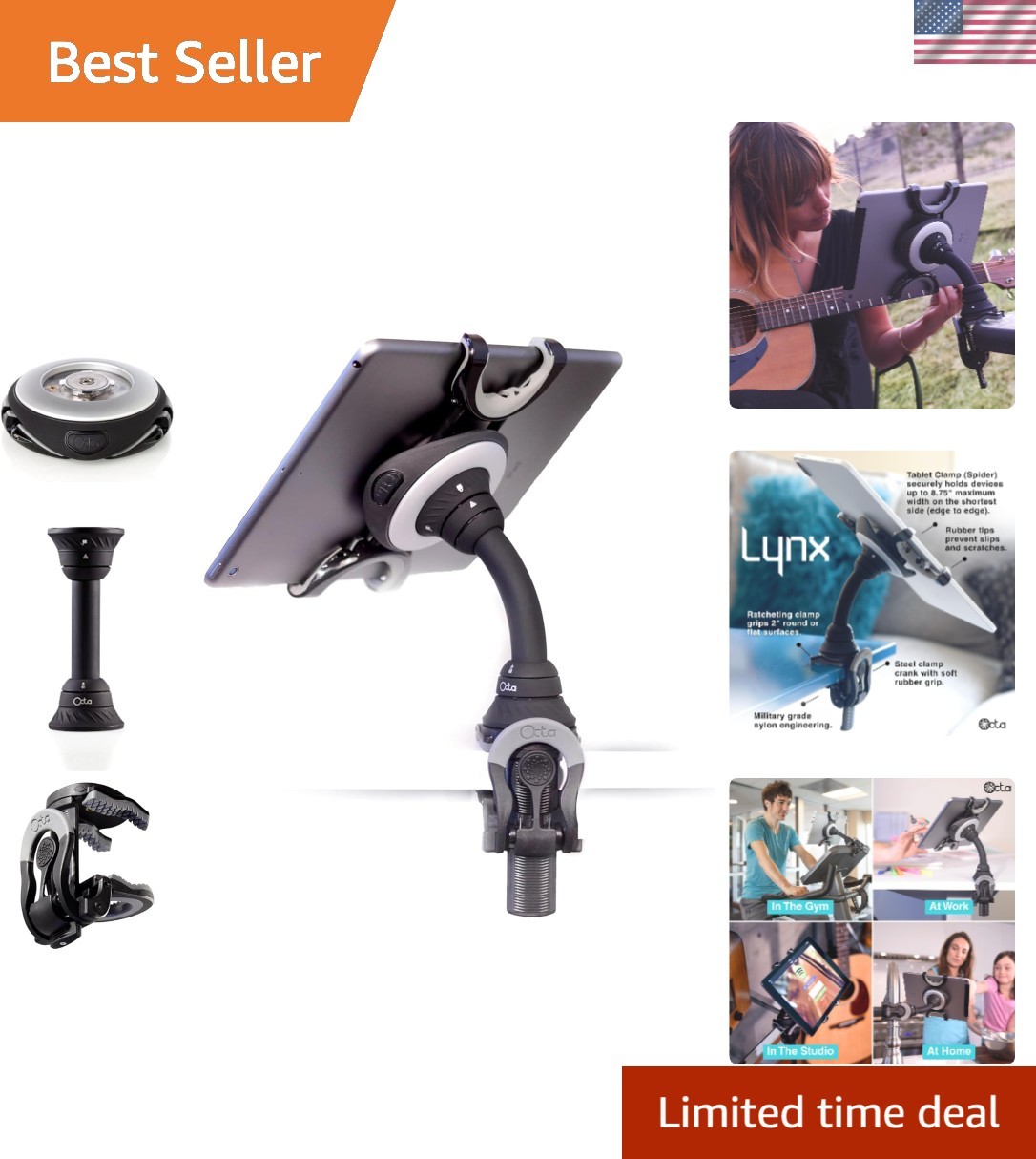 Adjustable Clamp-On Gooseneck Tablet Mount for iPad & Galaxy – Waterproof Design