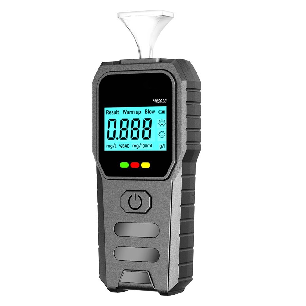 Compact Black Breathalyzer with LED Display and Bilingual Voice Support