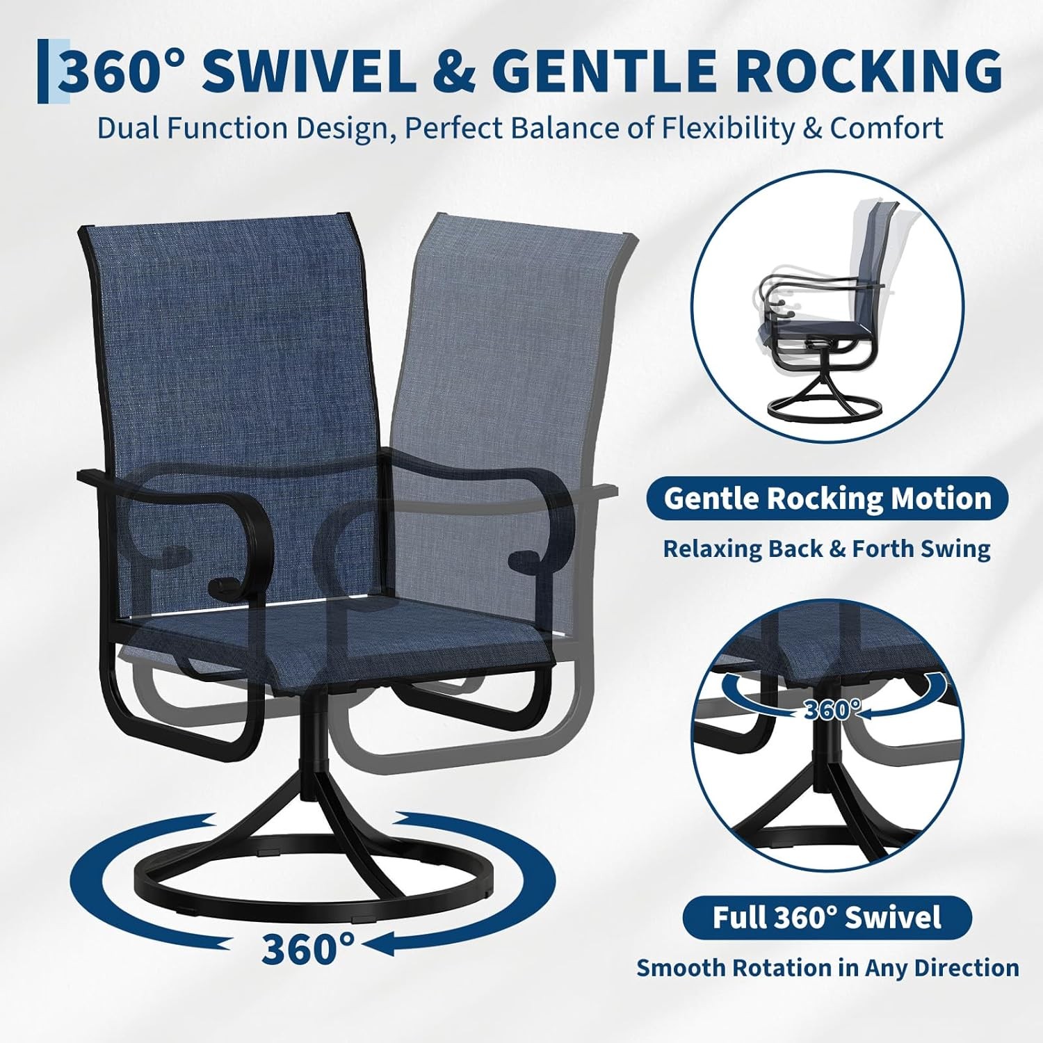 Patio Swivel Chairs Set of 2 Outdoor Dining Chairs Swivel Rocking Patio Chairs