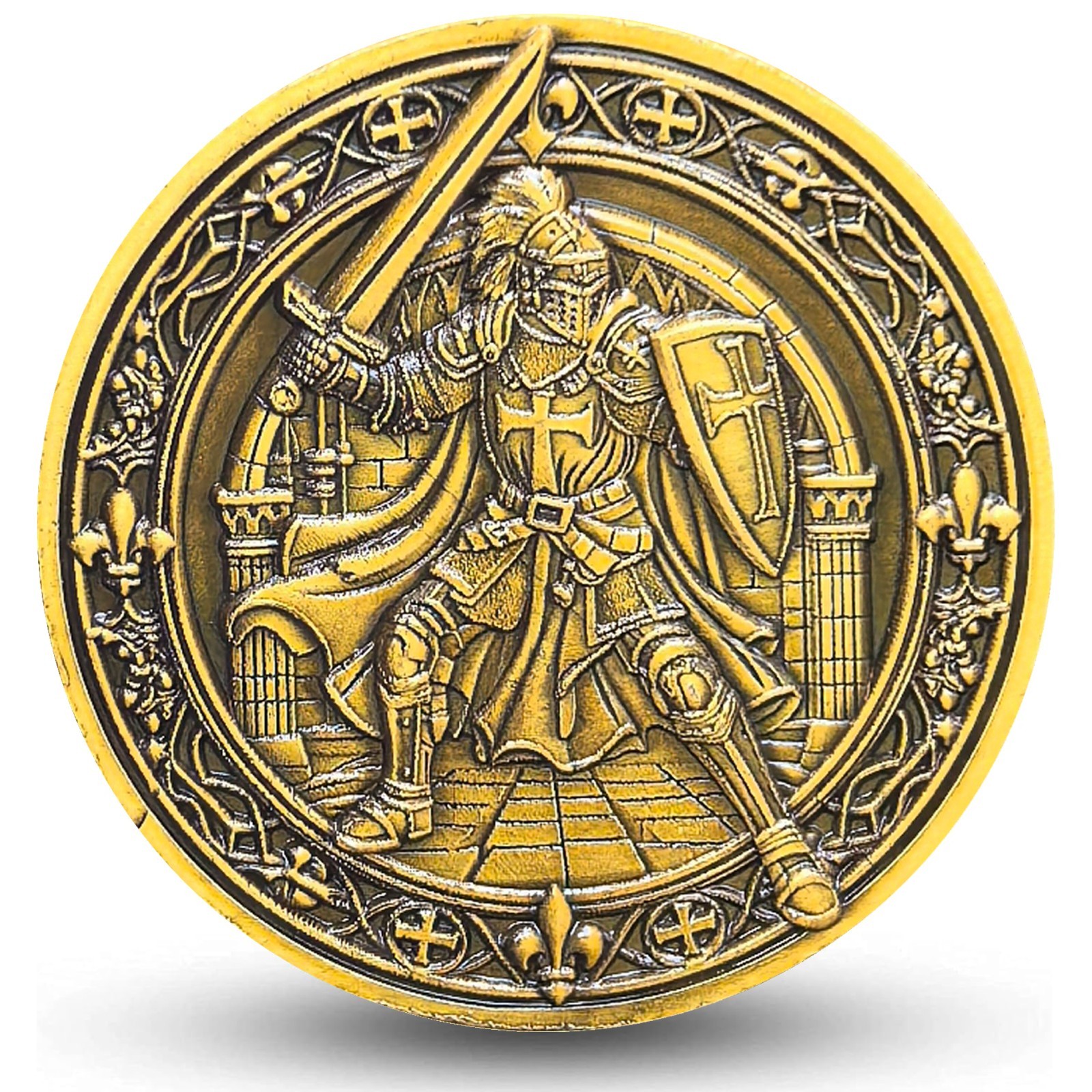 Knight's Valor Christian Challenge Coin with Inspirational Creed