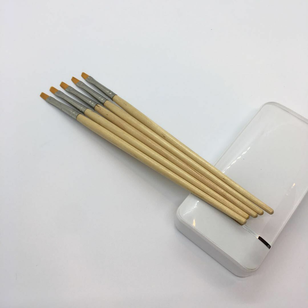 XDT Angular Tip Nail Art Paint Brush 5 Pc Set #000 Fine Micro Detail
