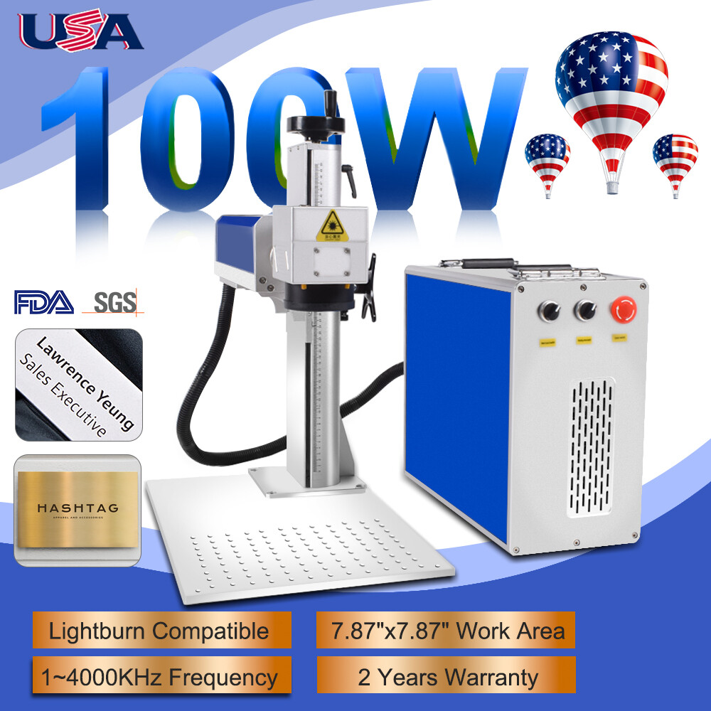 100W JPT Mopa Fiber Laser Marking Machine Rotary Metal Steel Marking BJJCZ US