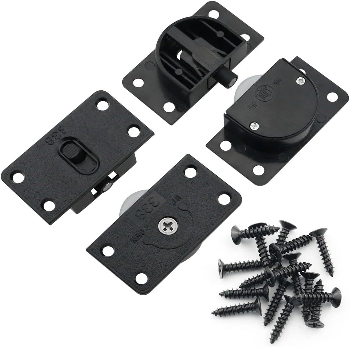 2Sets Black Sliding Cabinet Hardware Component Home Wardrobe Sliding Door Nyl...