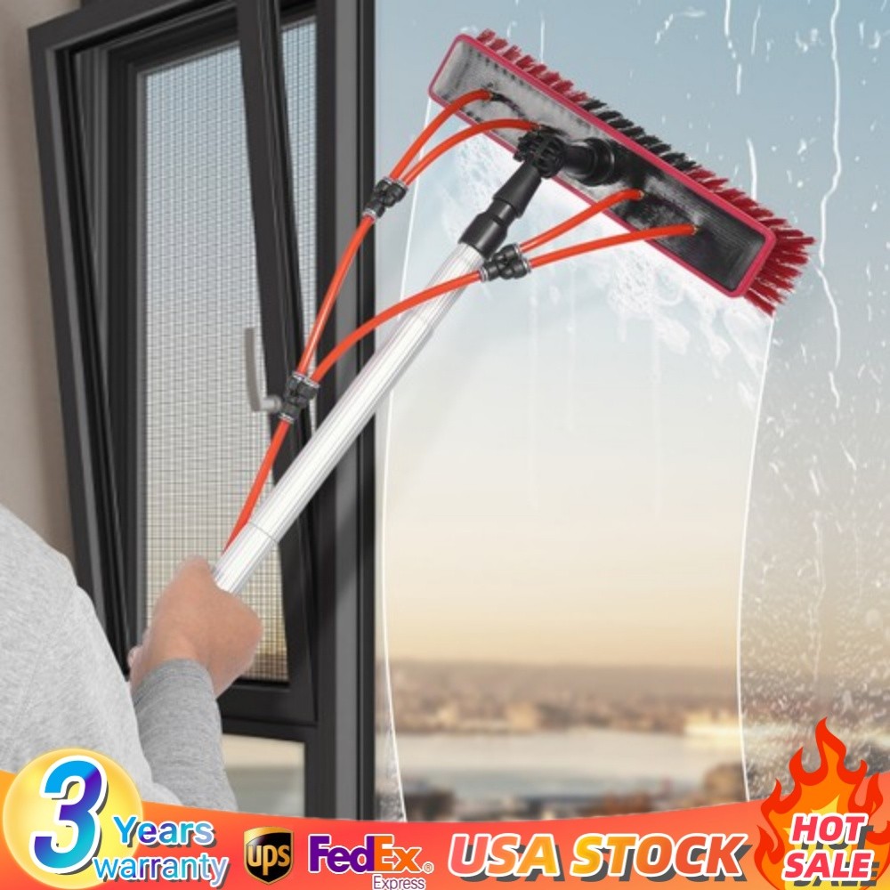 26FT Water Fed Pole Cleaning Brush Tool For Window+Solar Panel Clean Washing