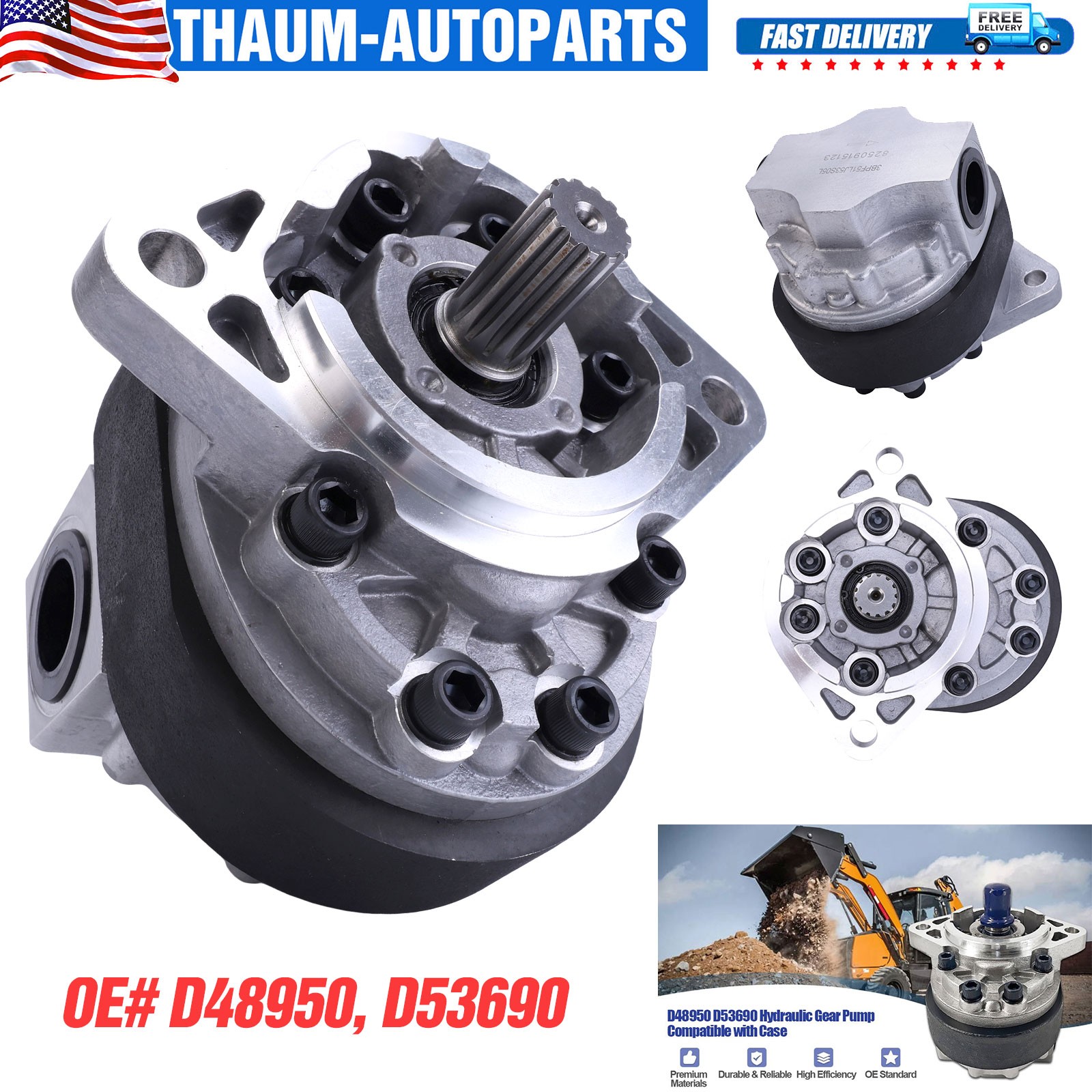 Heavy-Duty Hydraulic Pump D48950 & D53690 For John Deere 350/350B/450/450B 60–70