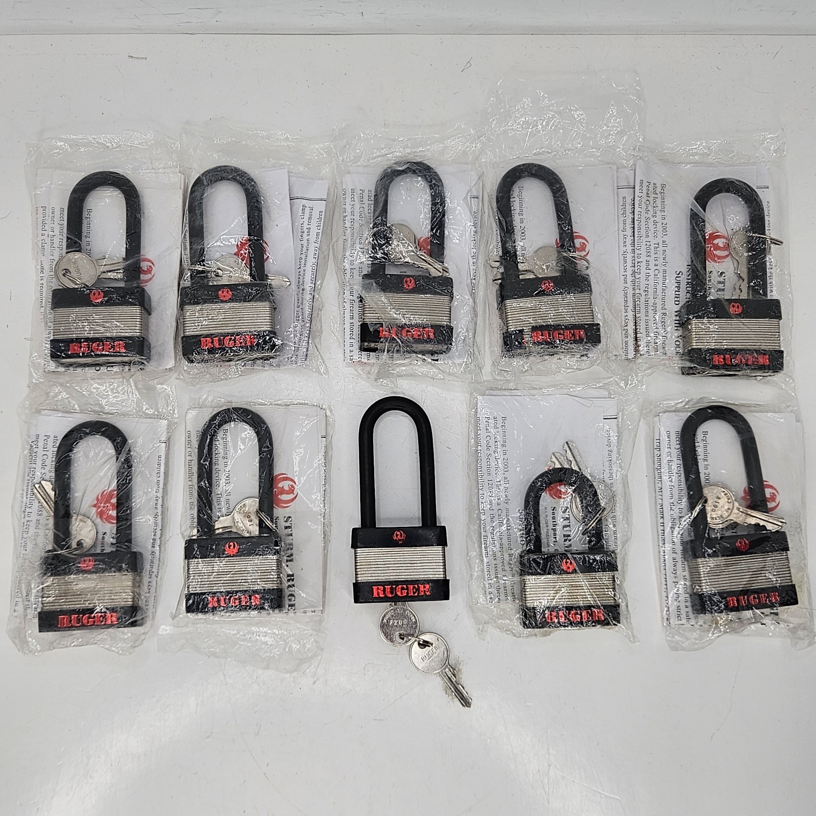 (10) Ruger Black Gun Lock W/ Instructions & 2 Keys NEW No. 5025 Lot Of 10