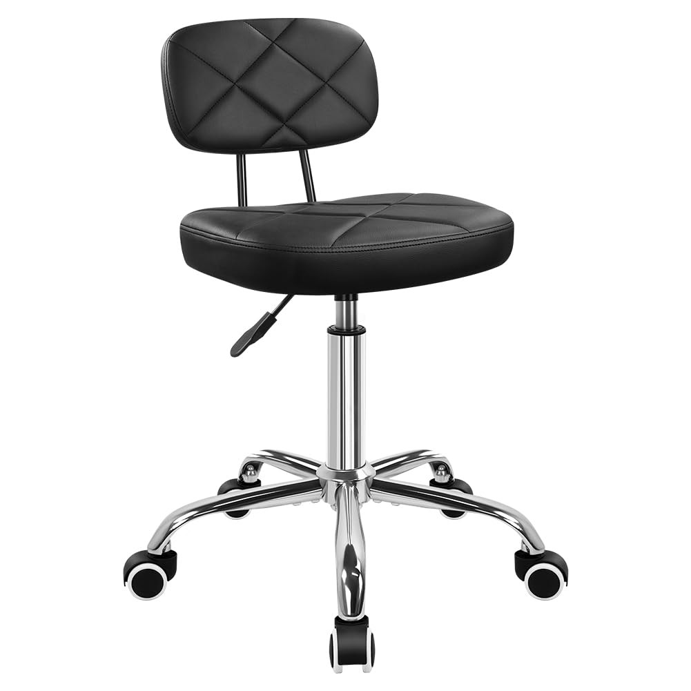 Office Chair with Back Office Stool with Wheels Height Adjustable Square stoo...