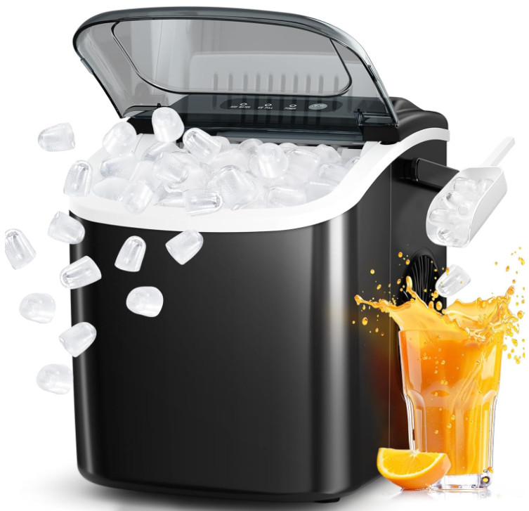 Máquina de Hielo Portátil Encimera 26 lb/Día 9 Cubos 6 Min Autolimpieza, Nuevo