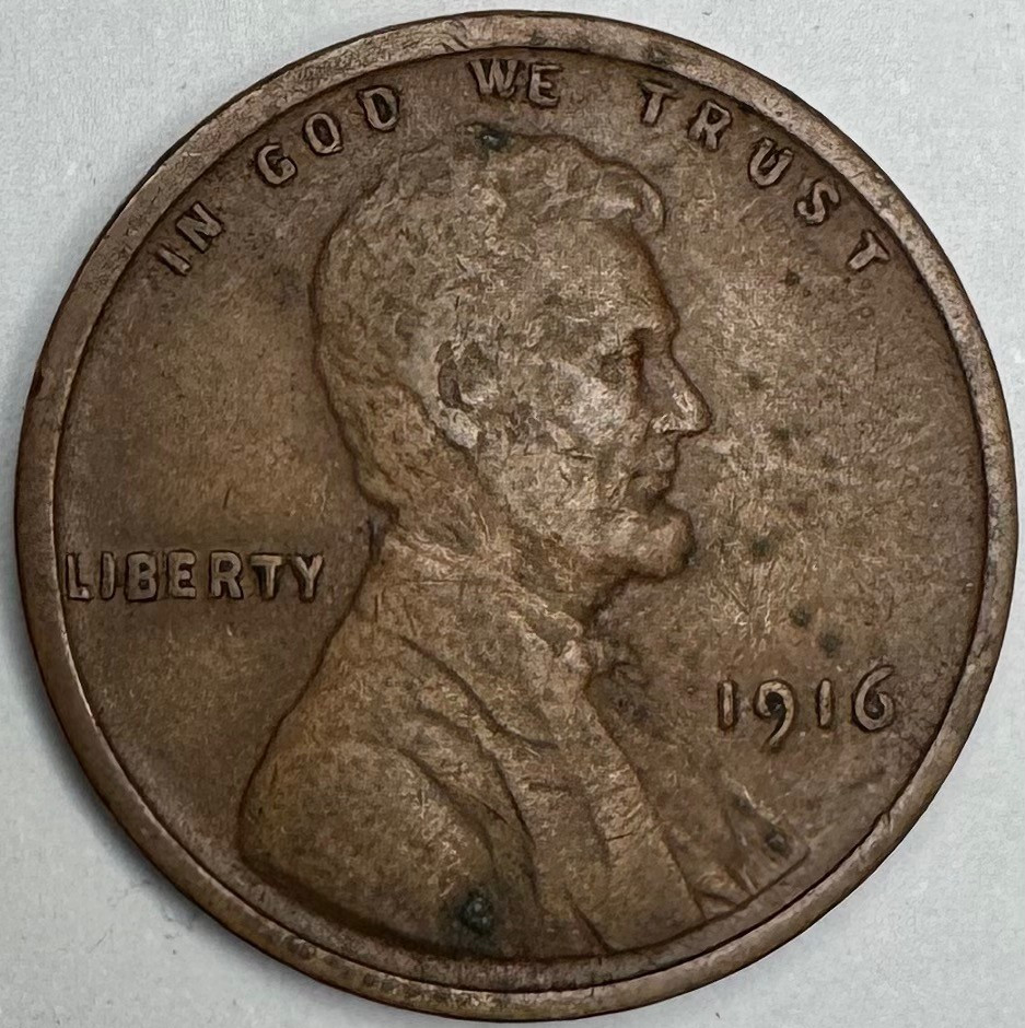 1916 Philadelphia Minted Lincoln Wheat Cent Really Nice Details Fine+ Nice Color